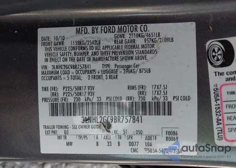 2011 Lincoln Mkz z USA, uszkodzony, nr VIN 3LNHL2GC9BR757841